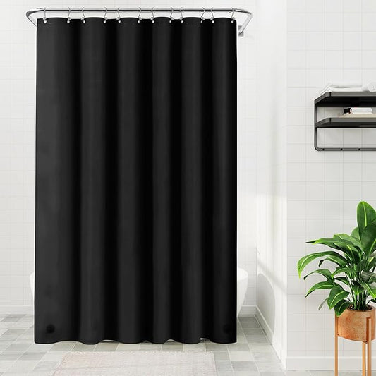Barossa Design Extra Long Black Shower Curtain Liner with 3 Magnets - 72" x 84" XL, Waterproof PEVA Lightweight Shower Liner for Bathroom, PVC Free, Metal Grommets - Black, 72x84