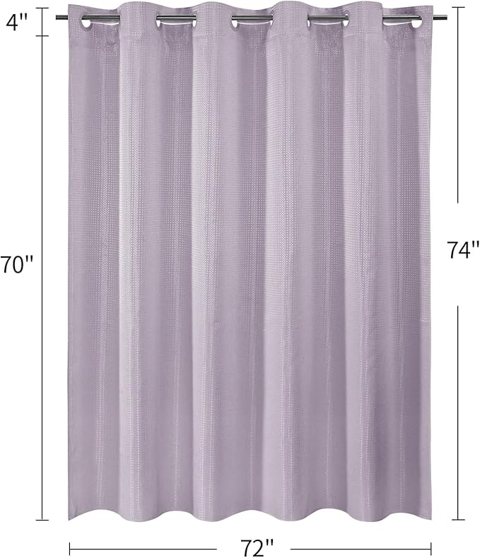 MitoVilla No Hooks Needed Purple Waffle Shower Curtain Liner Set, Modern Waffle Weave Heavy Duty Fabric Cloth Shower Curtain with Snap-in Liner for Luxury Neutral Hotel Spa Bathroom Decor