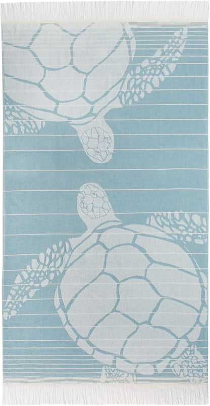 SOFE H&L | LINVIA Foutah Quick Dry Beach Towel Pack of 2 (35” x 70”) CARETTA - Green | Lightweight, Premium, Fade Resistant, Durable | Travel Towel, Turkish Beach Towel with Shoulder Strap