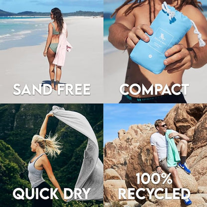 Dock & Bay Beach Towel - Quick Dry, Sand Free - Compact, Lightweight - 100% Recycled - Includes Bag - Essential - Pink, Large (160x90cm, 63x35)