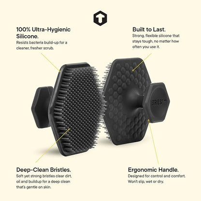 TOOLETRIES Men's Face Scrubber - Premium Silicone Facial Cleansing Brush, Gentle Exfoliator Pad & Soft-Touch Massager - Removes Dead & Dry Skin - Long Lasting Shower Accessories - Charcoal