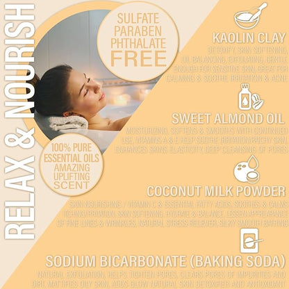 Luxiny Vegan Milk Bath Soak Made with Moisturizing Coconut Milk Powder, Essential Oil, & Sweet Almond Oil for Bath Bomb Dust Soothing Fizz & Relaxing Soak, 8 oz. (Citrus Splash)
