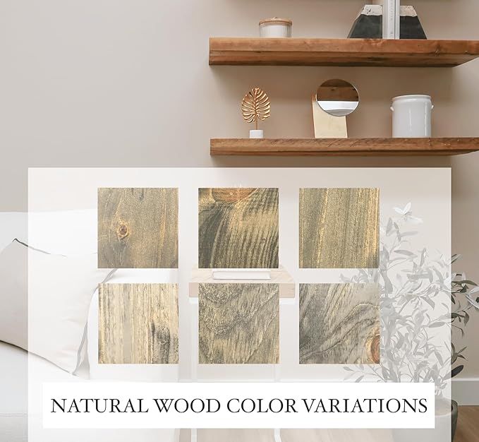 Urbandi Modern Floating Shelves 3 Inches Thick for Wall, Wide Shelves for Kitchen, Living Room, Bedroom, and Bathroom, Natural Pine Wood, Rustic Wooden Shelf, (Set of 2) (Aged Barrel, 48Lx3Hx8D)