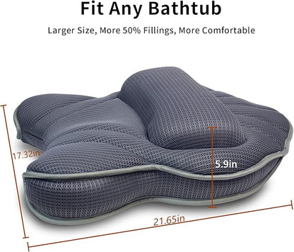 Extra Thick Large Bath Pillow with Neck,Back,Head Support for Bathtub, Spa, Soaking Gray(21''x17'')
