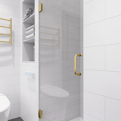 ANZZI 70" x 24" Frameless Shower Door in Brushed Gold,Water Repellent Glass Shower Door with Seal Strip Parts and Handle, 5/16 Glass Hinged Shower Door with Handle (SD-AZ09-01BG)