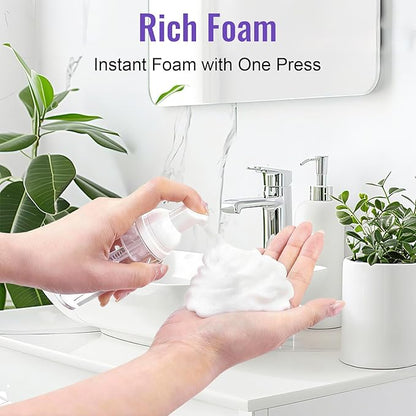 5 Pack 2 oz Travel Foam Pump Bottle, 60 ml Foam Dispenser, Clear PET Foaming Pump Bottle for Hand Soap, Shampoo, Hair Mousse, Self-tanner, Facial Cleansers (5, Multi-color)