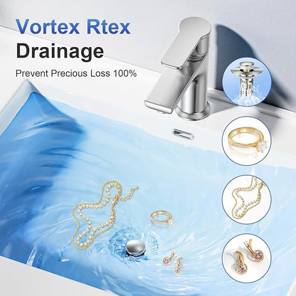 Bath Universal 2-in-1 Bathroom Sink Stopper, Pop-up with Anti-Clog Removable Stainless Steel Filter Basket DrainHair Stopper, Anti-Odor Stopper