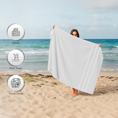 RIVERSIDE Pack of 2 Extra Large Bath Sheets 35 x 70 Inches - 100% Ring Spun Cotton Hotel Quality Oversized Bath Towels - Super Soft, Highly Absorbent & Quicker to Dry - White