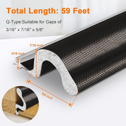 Storystore Door Weather Stripping 59 FT, Foam Kerf Weather Stripping Door Seal for Doors and Windows Insulation with Slot Card Frame