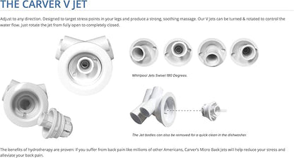 Carver Tubs - AR6032 - Modern Acrylic Fiberglass Whirlpool Tub Water Massage Bathtub, With 6 Adjustable Jets - White Acrylic Rectangle Chrome End Drain - Deep Relaxing Soak - 60"L x 32"W x 18"H