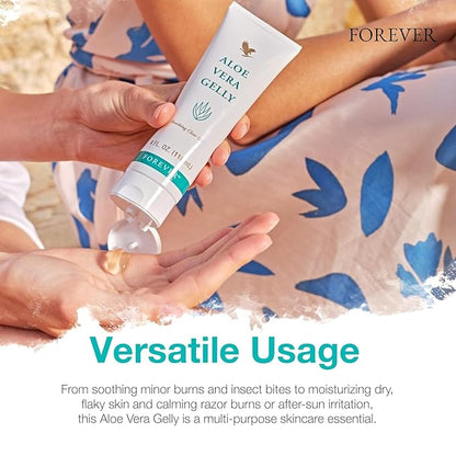 Forever Living - Aloe Vera Gelly - Pure Aloe Gel for Soothing and Moisturizing Skin, Non-Staining and Fast-Absorbing, Vegan and Gluten-Free, 4 fl oz