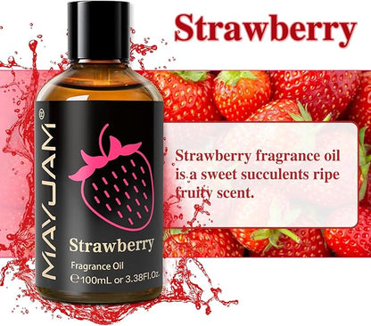 MAYJAM 100ML/3.38FL.OZ Strawberry Fragrance Oils with Glass Dropper, Essential Oils for Diffusers for Home, Long Lasting Scented Oils for Diffusers Soap Candle Making