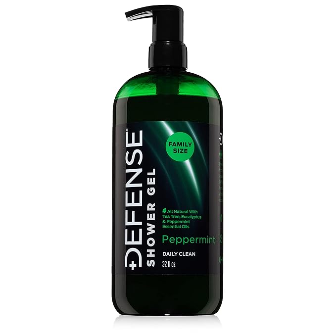 Defense Soap Peppermint Tea Tree Body Wash | All Natural Organic Shower Soap for Athletes | Odor Control & Skin Fungal Protection for Sports, Post Workout & Recovery - 32 oz