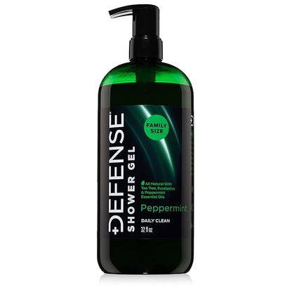 Defense Soap Peppermint Tea Tree Body Wash | All Natural Organic Shower Soap for Athletes | Odor Control & Skin Fungal Protection for Sports, Post Workout & Recovery - 32 oz