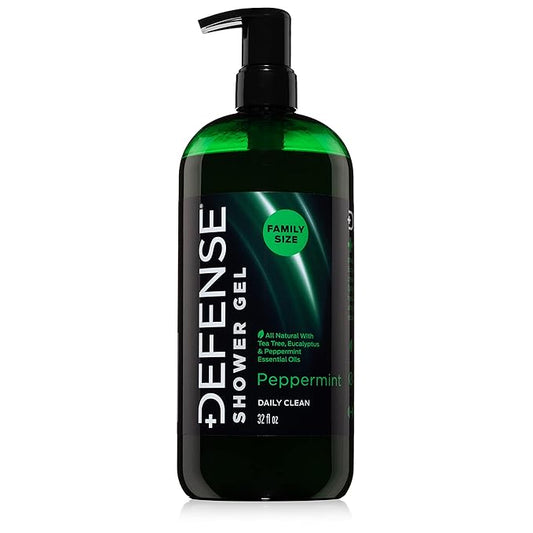 Defense Soap Peppermint Tea Tree Body Wash | All Natural Organic Shower Soap for Athletes | Odor Control & Skin Fungal Protection for Sports, Post Workout & Recovery - 32 oz