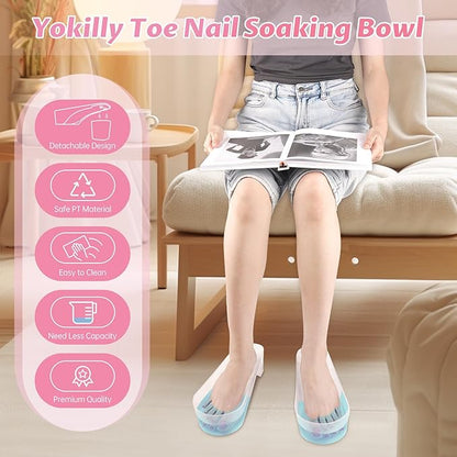 Yokilly Toe Nail Soaking Bowl, 2 PCS Toenails Soak Off Bowl, Shoe Design Foot Bath Soak Tub Bowl, Acetone Proof Pedicure Foot Spa Nail Soaker Bowl for Soak Off Dip Powder Gel Polish Remover (Clear)