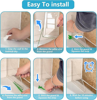 2 Pcs Bathtub Water Guards,Bathroom Shower Splash Guard for Tub, Shower Water Guard for Bathtub Shower Guards Removable, Bathtub Water Splash Guards Corner Guards to Keep Water in Shower Bath