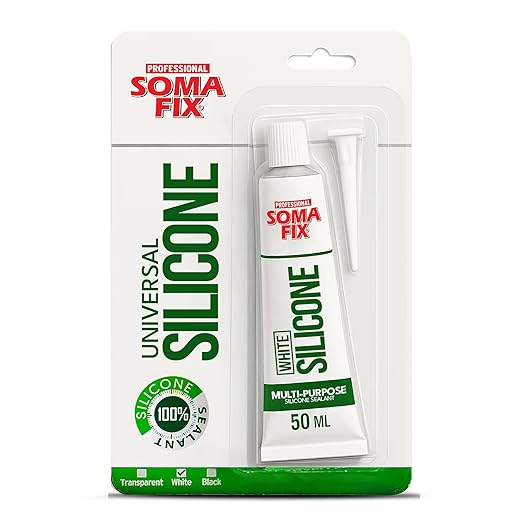 Silicone Caulk - Squeeze Tube Silicone Sealant for Wood, Kitchen, Bathroom, Sink, and Windows - Multi-Purpose & Waterproof (White)