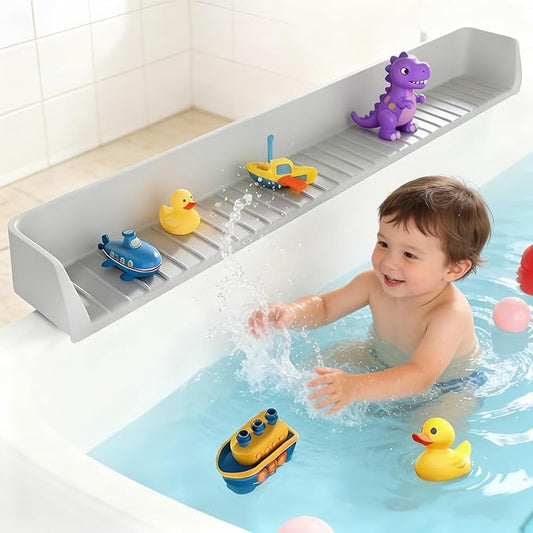Splash Guard for Bathtub, Bathtub Splash Guard with 11 Suction, Tub Splash Guard Kids Cups Foldable, Effectively Prevents Water Splashes, Keeping Your Bathroom Dry, 2.62-FT (Greyish-White)