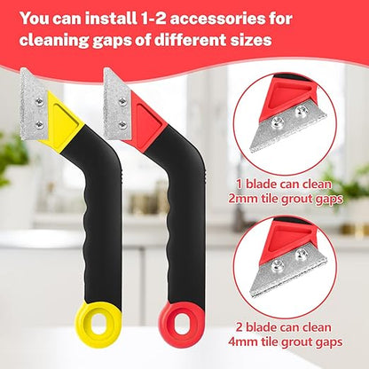 11 Pack Grout Removal Tool Kit, 2 Tile Grout Saws with 6 Extra Blades + Bonus Hand Grout Saw & 2 Grout Cleaning Blades, Ideal for Tile Gap Cleaning and Repair