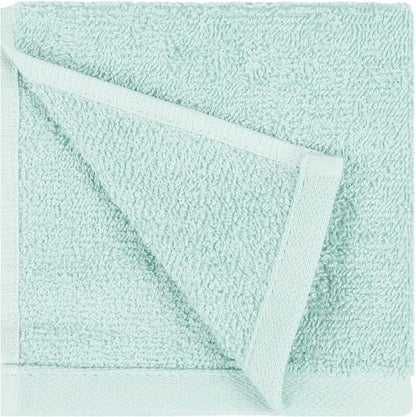 Amazon Basics face Towels for bathroom, 100% Cotton Extra Absorbent washcloth, Fast Drying - salon towel - 24 Pack Ice Blue (12 x 12 inches)