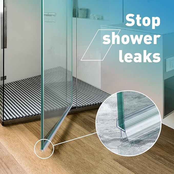 Shower Door Bottom Seal,2 PCS 5/16" X 36" Shower Sweep for 5/16 Inch Glass,Frameless Glass Seal Strip to Seal 11mm Gap,Stop Shower Leaks and Create a Water Barrier