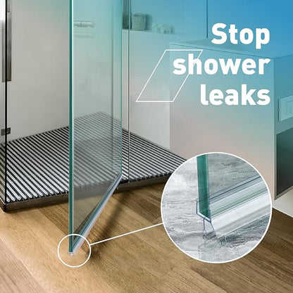 Shower Door Bottom Seal,2 PCS 1/2" X 36" Shower Door Sweep for 1/2 Inch Glass,Frameless Glass Door Seal Strip to Seal 12mm Gap - Stop Shower Leaks and Create a Water Barrier