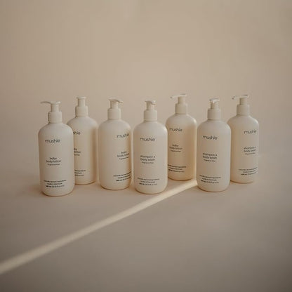 mushie Baby Shampoo & Body Wash | Gentle Formula for Delicate Skin | Certified Organic | Made in Denmark, 13.53 fl oz (Fragrance Free)