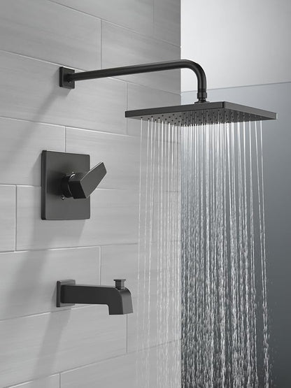 Delta Faucet Modern Raincan Square Single-Function Tub and Shower Trim Kit Brushed Nickel, Tub Faucet Set, Rainfall Shower Head, Spotshield Stainless T14468-SP-PP (Valve Not Included)