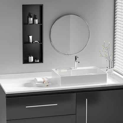 Neodrain 3-Tier 12X36 Inch Recessed Shower Niche Tile Ready, Matte Black Stainless NO Tile Needed Wall Niche for Shower & Bathroom Storage, Waterproof Bath Organizer