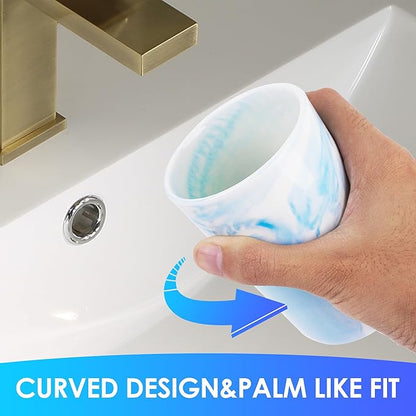 Ceramic Toothbrush Holder & Toothbrush Cup with Diatomite Tray for Bathroom, Bathroom Tumbler Cups Reusable Toothbrush Mouthwash Cup, Shower Counter Storage Organizer (Blue)