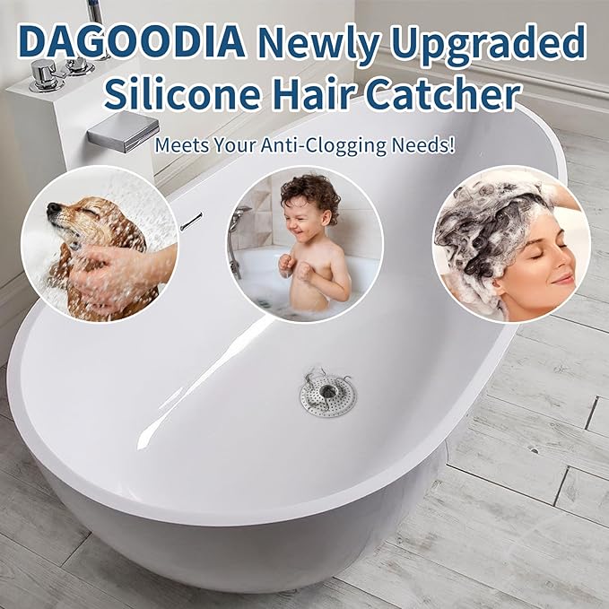 Bathtub Drain Hair Catcher,Tub Shower Drain Hair Trap/Strainer,3PCS Silicone Collapsible Tub Hair Catcher Drain Protector Designed for 1.47" to 1.75'' Regular Drains(Patent Pending)