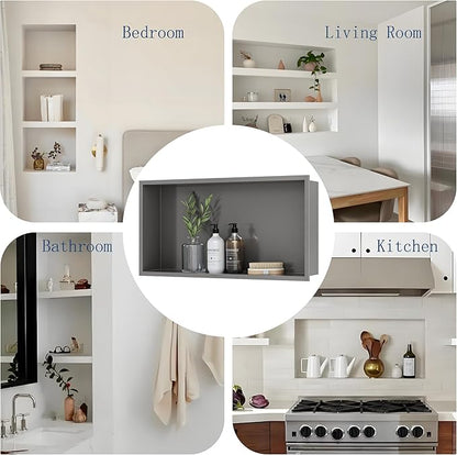Neodrain 24X12Inch Shower Niche, Gun Metal Stainless Niche NO Tile Needed Recessed Shower Shelf for Bathroom Storage