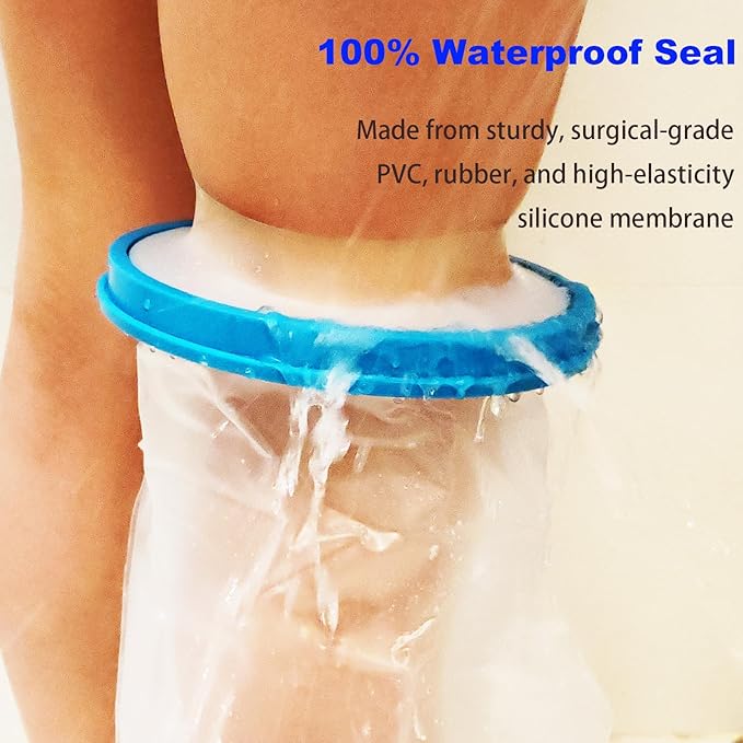 Waterproof Leg Cast Cover for Showering, Reusable Adult Short Leg Cast Protector, Cast Covers for Shower Leg, Cast Bag for Shower, Cast Cover for Showering Foot(Upgraded Waterproof Ring)
