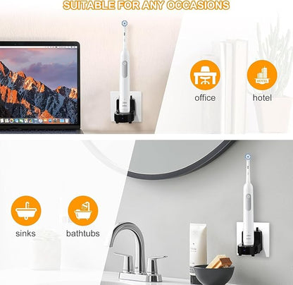 Teeteck Toothbrush Wall Charger for Braun Oral-B Electric Toothbrush,Replacement Model 3757 Wireless Charger Base-Waterproof & Portable- Ideal for Bathroom and Travel (Bright Black, US)
