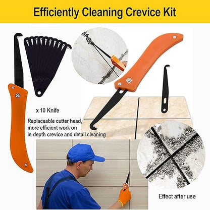 25pcs Grout Removal Tool, Caulking Removal Tools Tile Grout Saw and Grout Hand Saw with 13 Pieces Extra Blades, Tile Joint Cleaning Tool, Caulking Edge Kit, Tile Caulk Finishing Tool