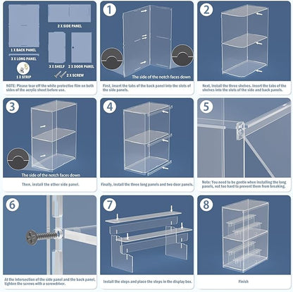 Choowin 2 Layer Clear Acrylic Display Case for Collectibles, Mini Figures, Pop Mart, Labubu, Sonny Angel, Smiski - Assemble Dustproof Acrylic Display Box with Door, Stand (12x6.9x16.7 inch)