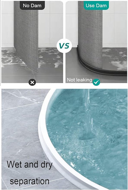 59Inch Collapsible Shower Threshold Water Dam 2" High Shower Barrier Water Stopper 2" Tall Shower Water Guard To Keep Water In Shower Dry And Wet Separation Bathroom Wheelchair Accessible