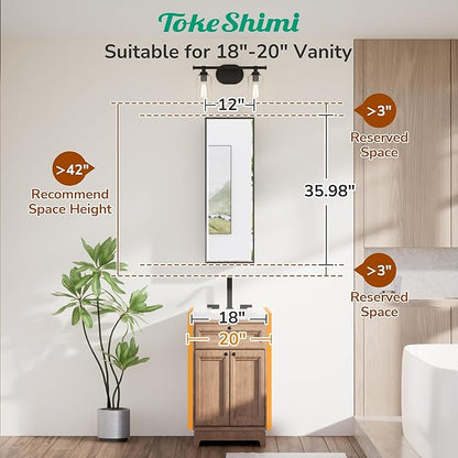 TokeShimi 12x36 Recessed Medicine Cabinet with Mirror Surface Mount, Bathroom Beveled Mirror with Storage Adjustable, Aluminum Framed Metal Brushed Nickel Medicine Cabinet Mirrored