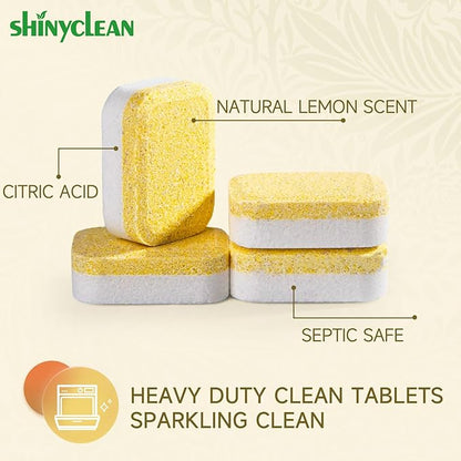 Heavy Duty Dishwasher Cleaning Tablets | Natural Dishwasher Cleaner and Deodorizer | Helps Remove Limescale, Hard Water & Odor | Septic Safe, 12 Pack - 1 Year Supply