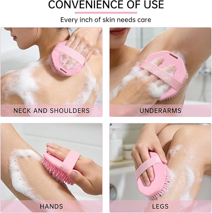 2Pcs Silicone Body Scrubber,Food-Grade Scrubbies for Body Gentle Exfoliation Anti Slip Grip,Silicone Loofah Silicones Shower Scrubber Silicones Body Brush,Shower Brush Suitable for All Skin Types
