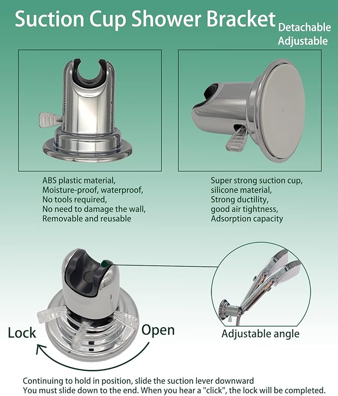 RV Outdoor Shower Head Kit with Garden Hose Fitting and Suction Cup - RV Outside Shower - Easily Installed and Removed On Outside of Camper(RV Shower Head Kit with on/off switch, chrome)