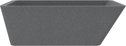 65'' Stone Resin Solid Surface Freestanding Bathtub, Terrazzo Bathtub Soaking Tub，Modern Elegant Design Soaking Stand Alone Tub, Matte Greyish stone, Drain and Overflow Included 009-1650