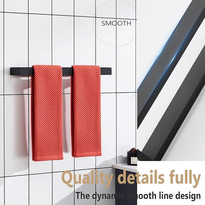 KOKOSIRI Towel Bar Matte Black Bath Towel Holder 16-Inch Kitchen Rack Stainless Steel for Bathroom Hardware Wall Mounted, 1 Pack B4008BK-L16