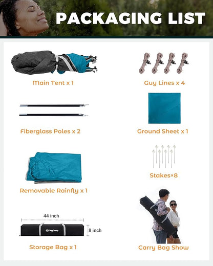 KingCamp Instant Shower Tent, Portable Superior Stable Privacy Shelter, 2 Large Rooms Outdoor Toilet Tent with Floor for Beach, Camping & Hiking, Setup in Under 60s