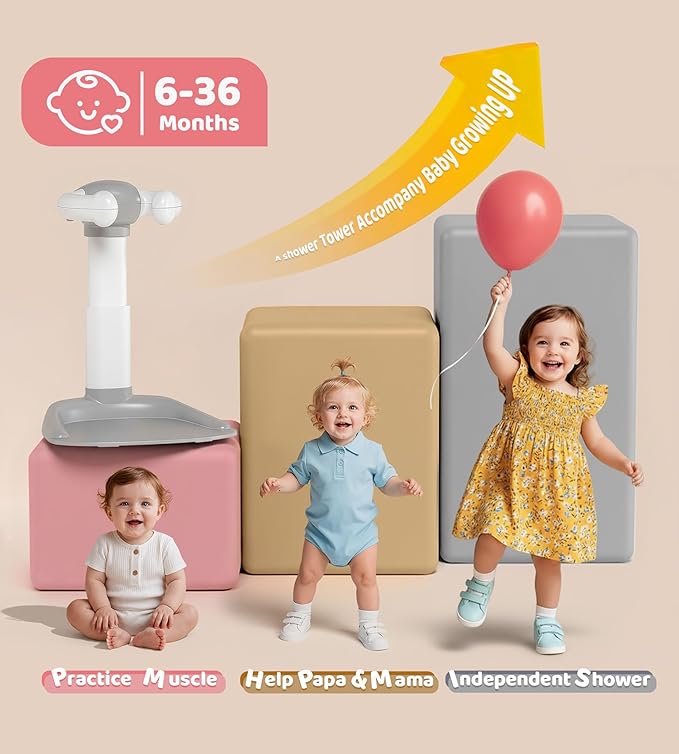 Baby Bath Stand, Foldable Standing Bathtub for Baby, Shower Stand and Bath Support for Infants and Toddlers (6–36 Months), Non-Slip Adjustable Baby Standing Support, Pink