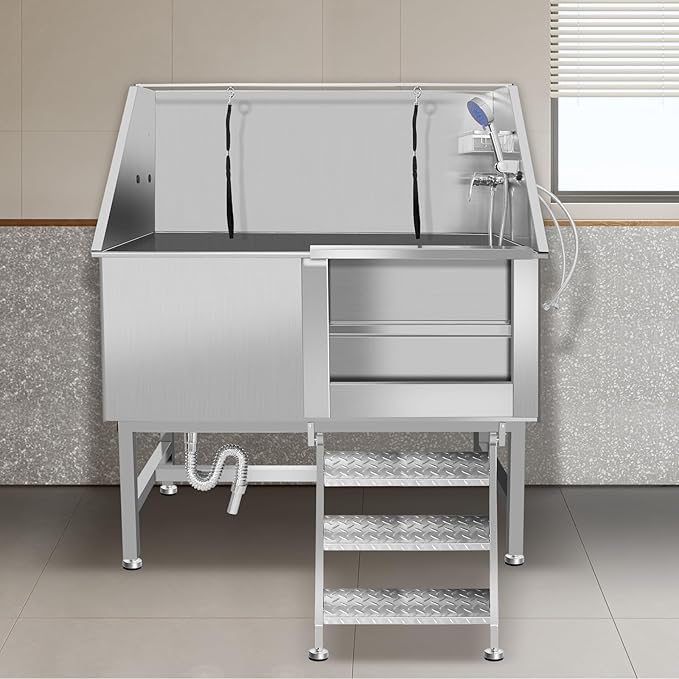 Dog Washing Station Large Dogs Grooming Tub Professional Stainless Steel Dog Bathtubs Bathing Tub Pet Washing Station For Home With Steps
