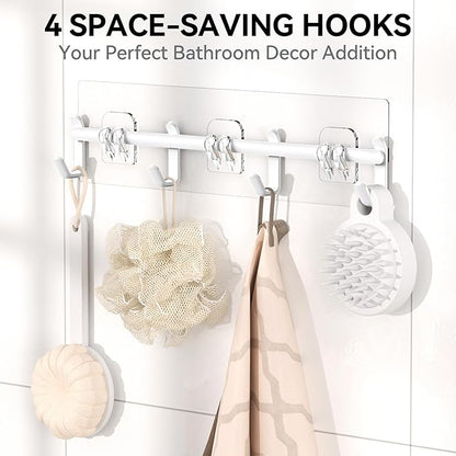 YASONIC Shower Caddy, 6 Pack Large Capacity shower organizer with Soap Holder and 12 Hooks, Rustproof Shower Shelves for Inside Shower, No Drilling&Sleek Bathroom Organizers and Storage White