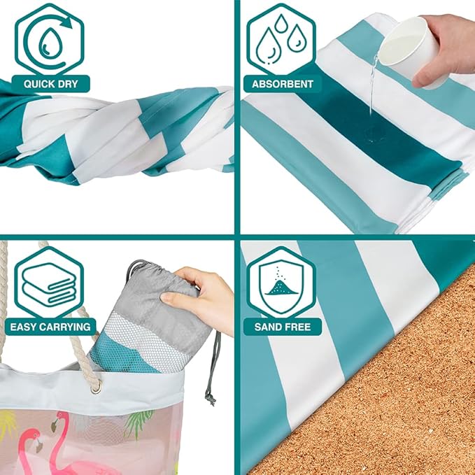 SUN CUBE Microfiber Beach Towel, Quick Dry Sand Free Beach Towel, Lightweight, Compact for Travel Swim Sports Camping, Packable Sand Resistant Towel Adult - Light Blue 78x35 Inches