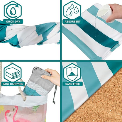SUN CUBE Microfiber Beach Towel, Quick Dry Sand Free Beach Towel, Lightweight, Compact for Travel Swim Sports Camping, Packable Sand Resistant Towel Adult, Light Blue 60x30 Inches
